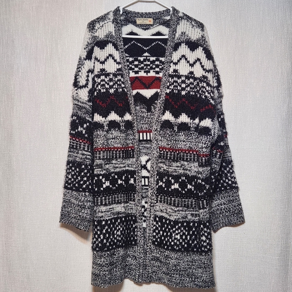 Ruff Hewn Duster Long Sweater Cardigan Knit Cozy 2X